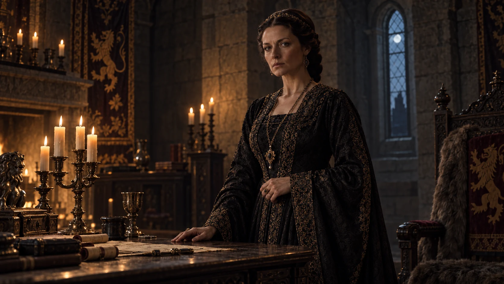 Lady Macbeth in einer mittelalterlichen Kammer